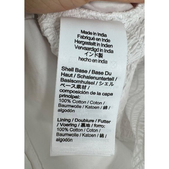 J.Crew Fitted puff-sleeve top white smocked back sz 12 - Picture 8 of 9